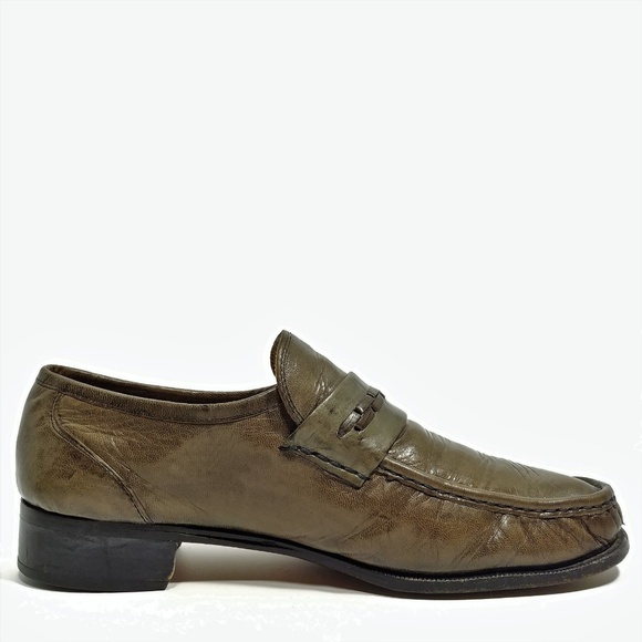 Mezlan Luxury Hand Burnished Olive Green Penny Loafers 10M main image 6